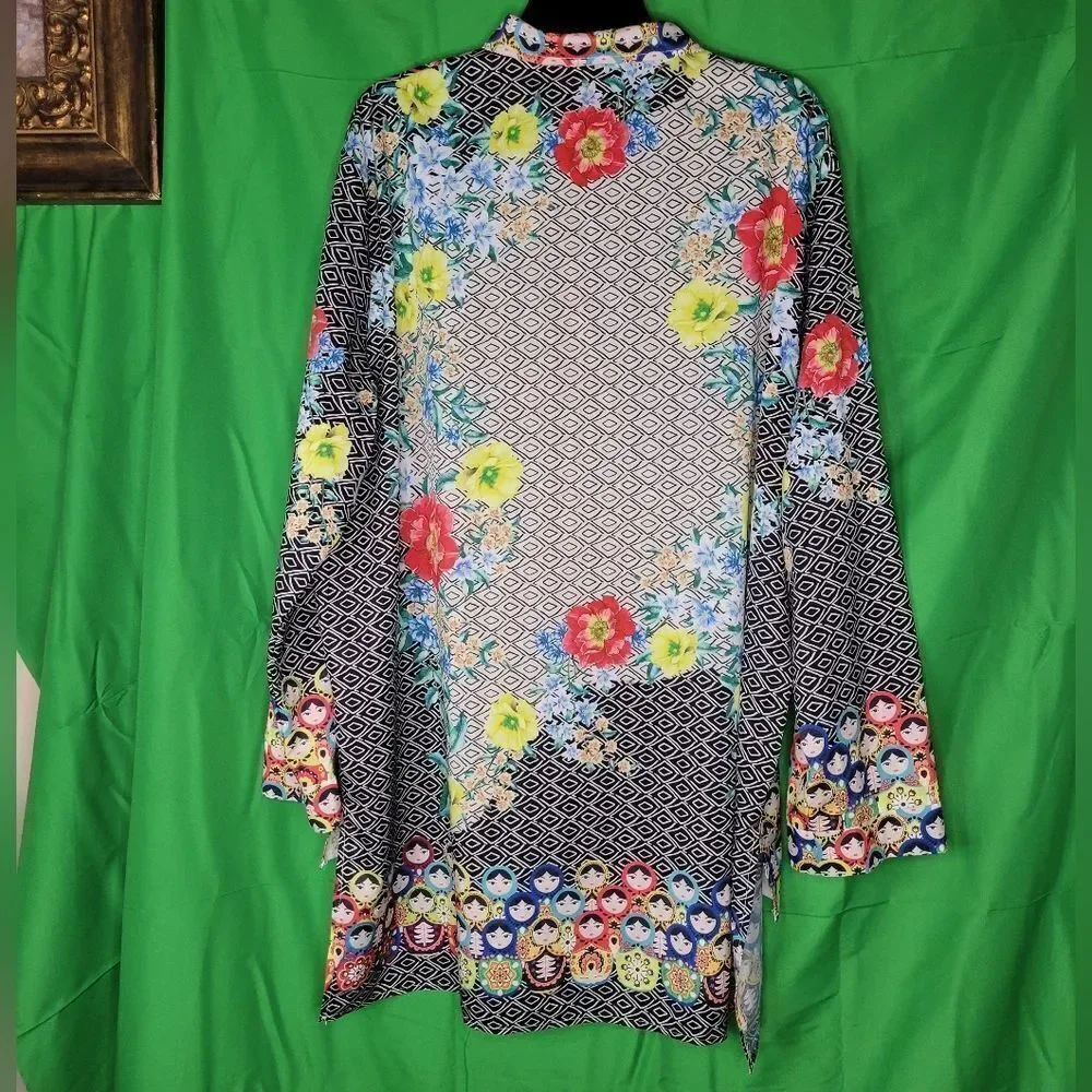 MISSLOOK  OVERSIZED MULTI-PRINT BLOUSE. - Picture 6 of 11